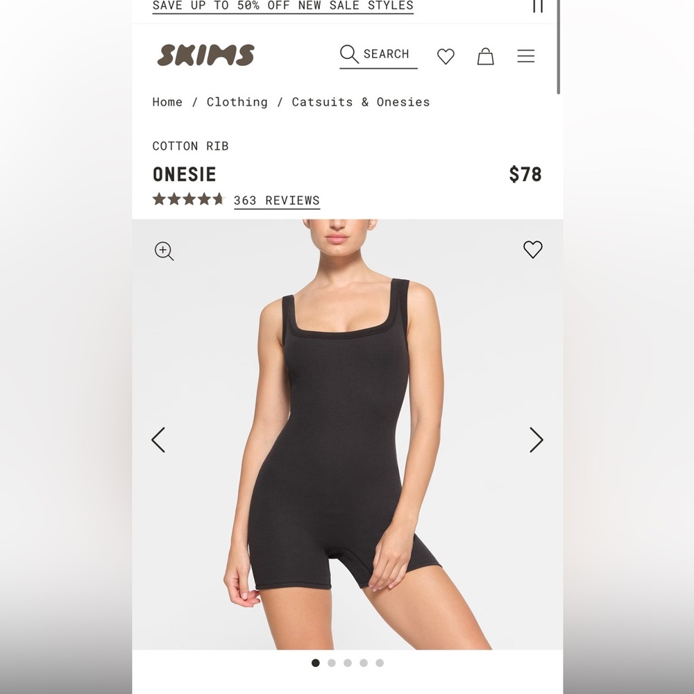 Skims Cotton rib onesie size 2x